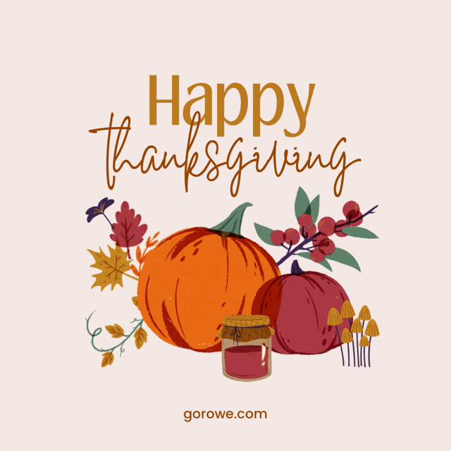 Orange Botanical Happy Thanksgiving Day instagram Post - 1